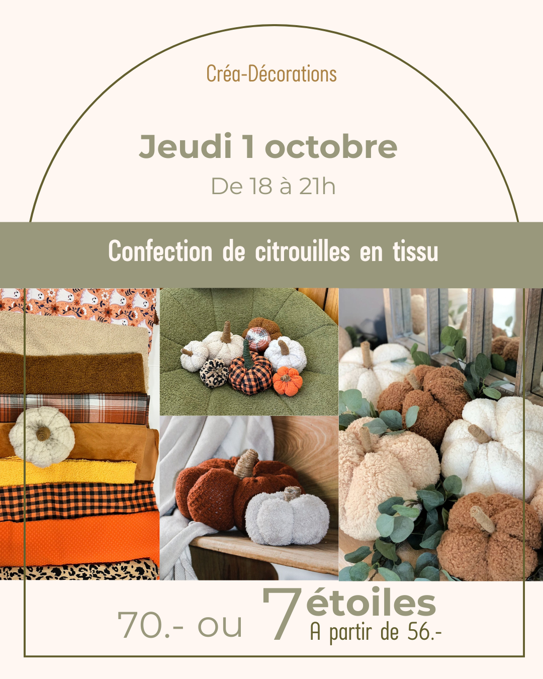 Confection de citrouilles en tissu - Jeudi 1 octobre De 18h à 21h