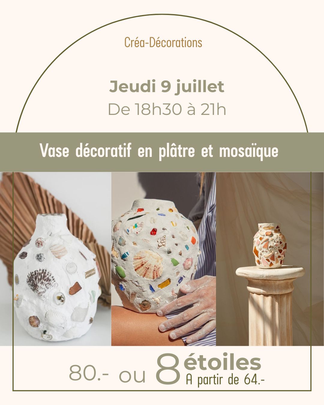 Vase décoratif en plâtre et mosaïque - Jeudi 9 juillet De 18h30 à 21h