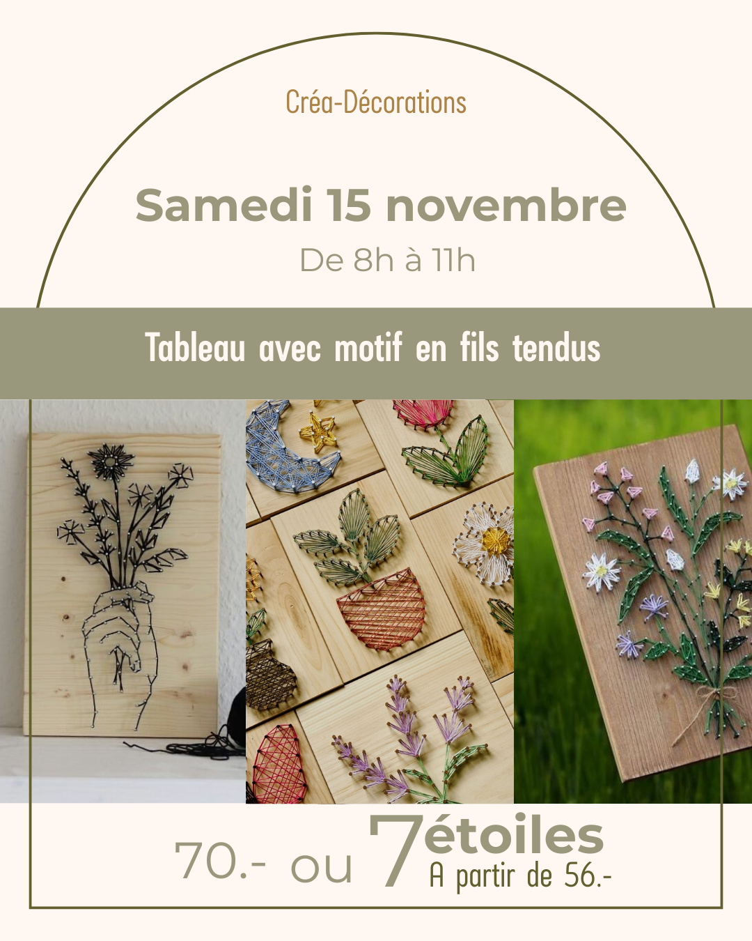 Tableau avec motif en fils tendus - Samedi 15 novembre De 8h à 11h