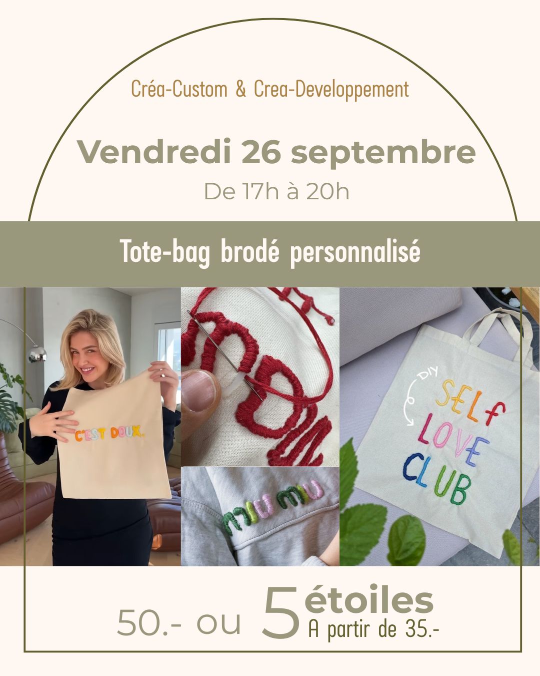 Tote-bag brodé personnalisé