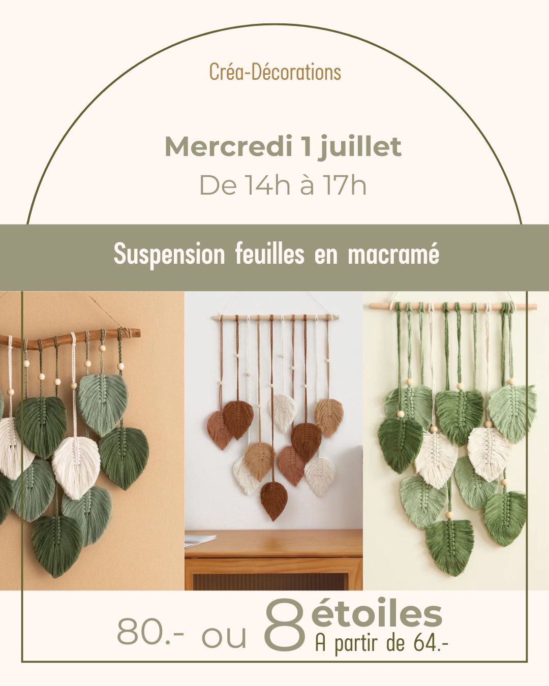 Suspension feuilles en macramé - Mercredi 1 juillet De 14h à 17h