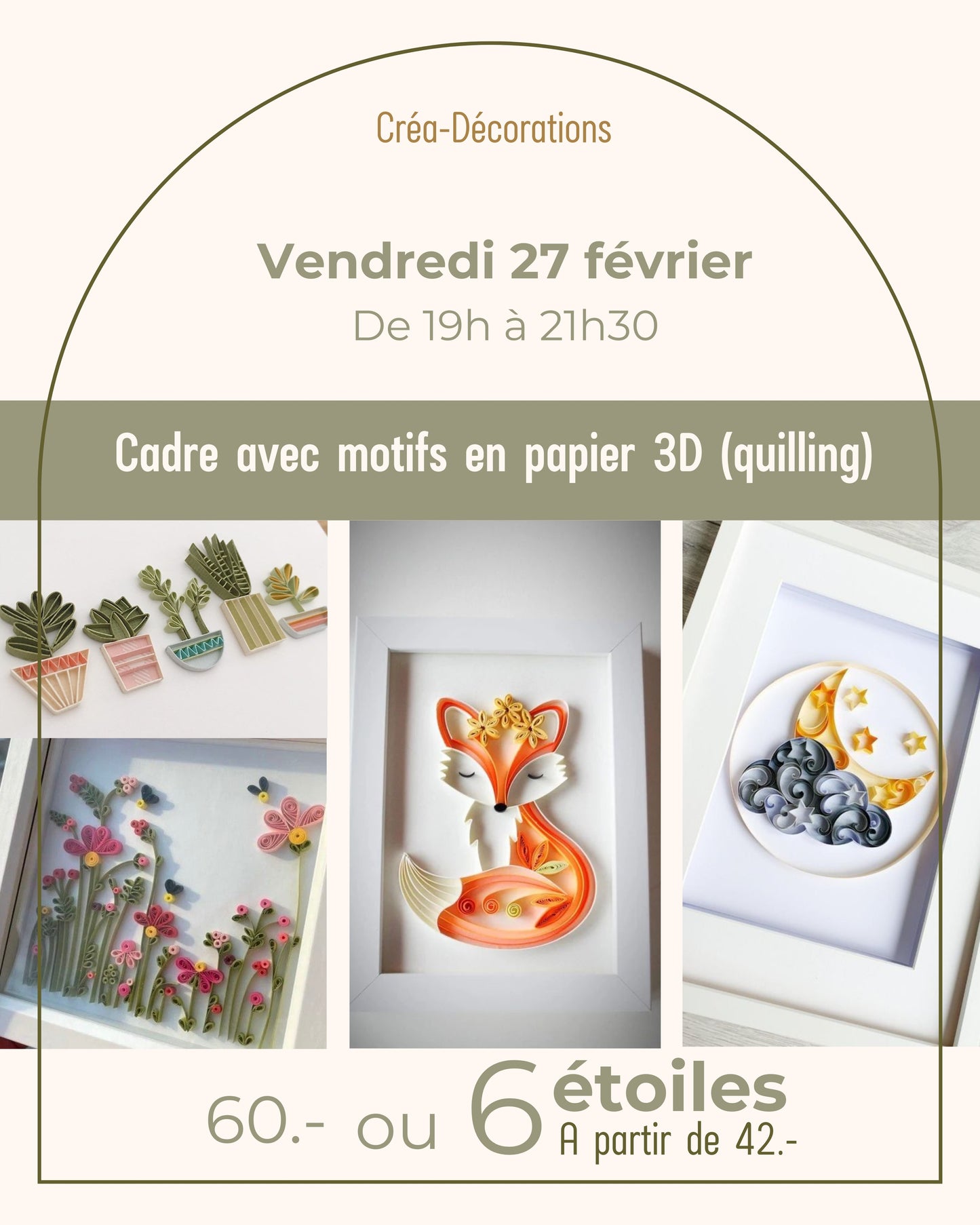 Cadre avec motifs en papier 3D (quilling) - Vendredi 27 févrierde 19h à 21h30