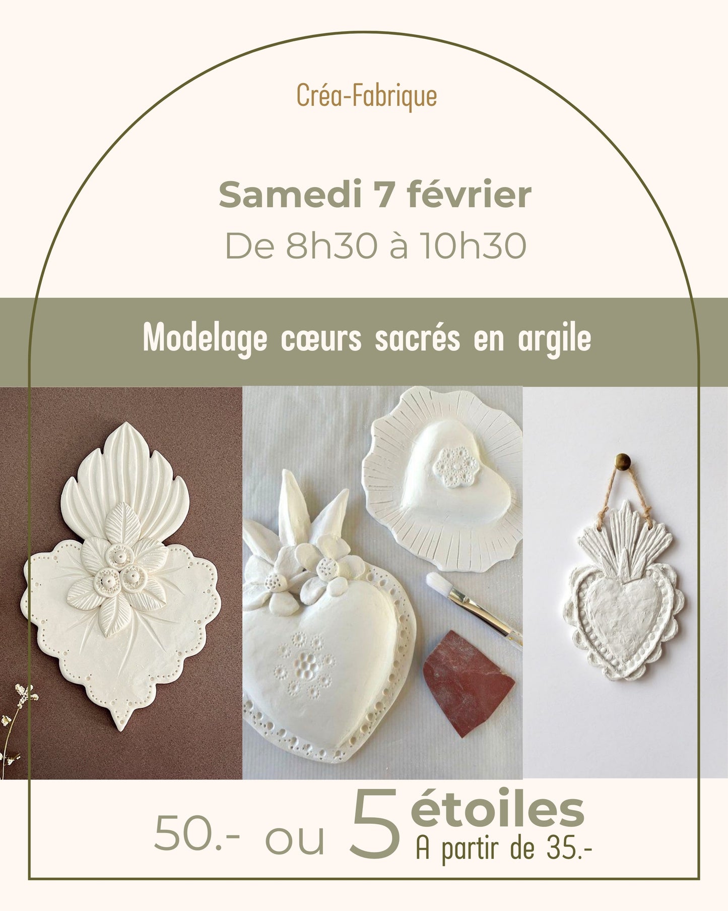 Modelage cœurs sacrés en argile - Samedi 7 février de 8h30 à 10h30