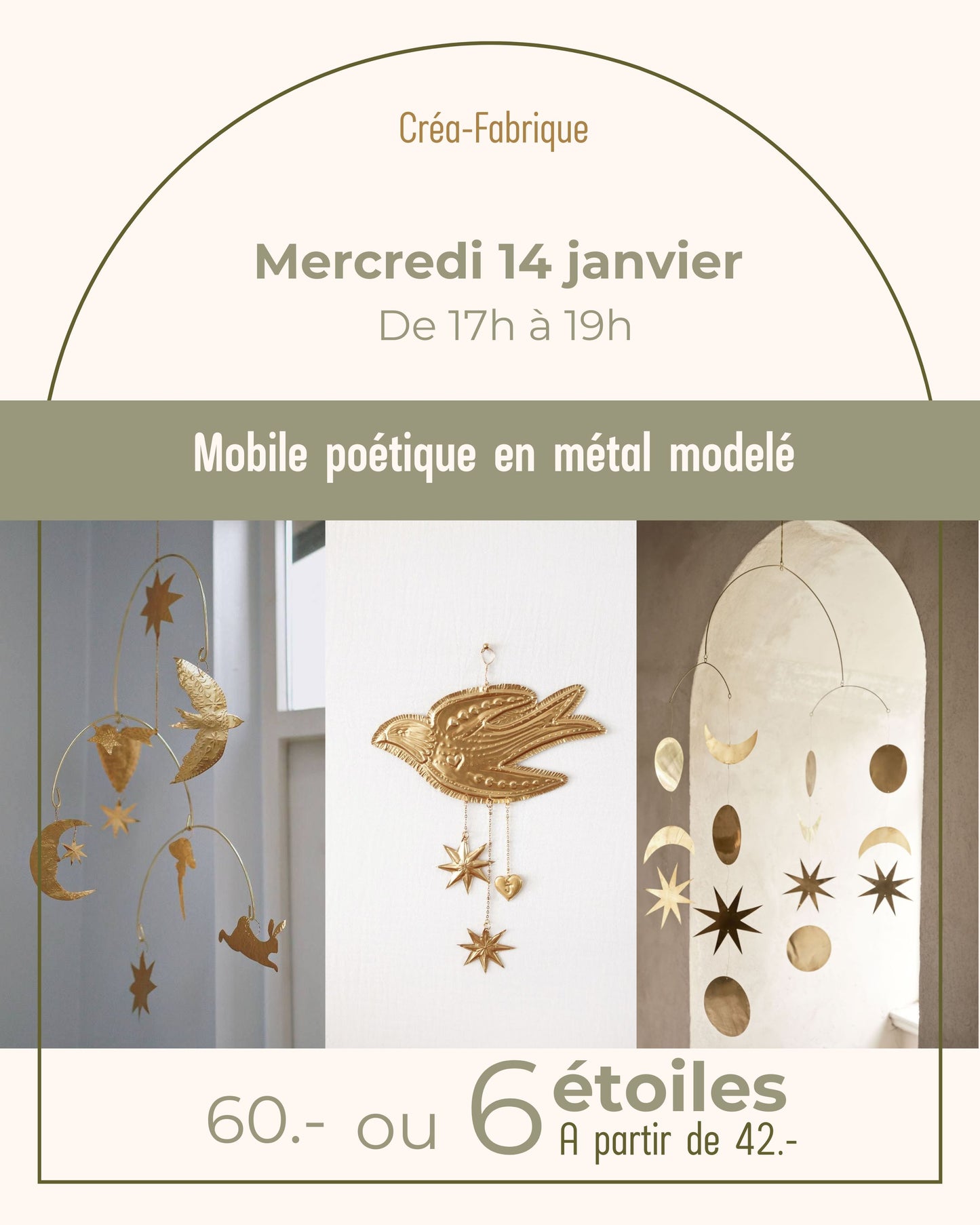 Mobile poétique en métal modelé