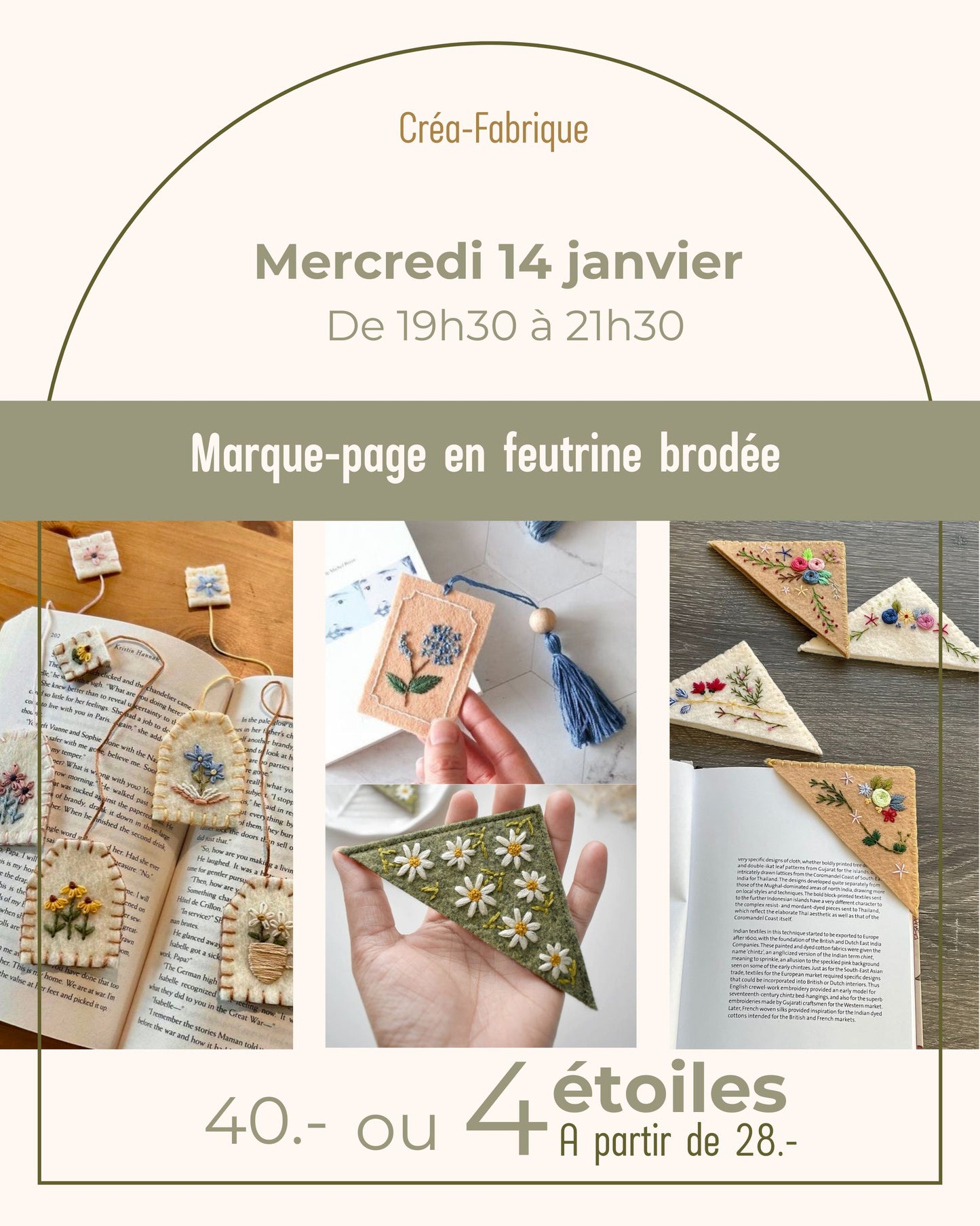 Marque-page en feutrine brodée