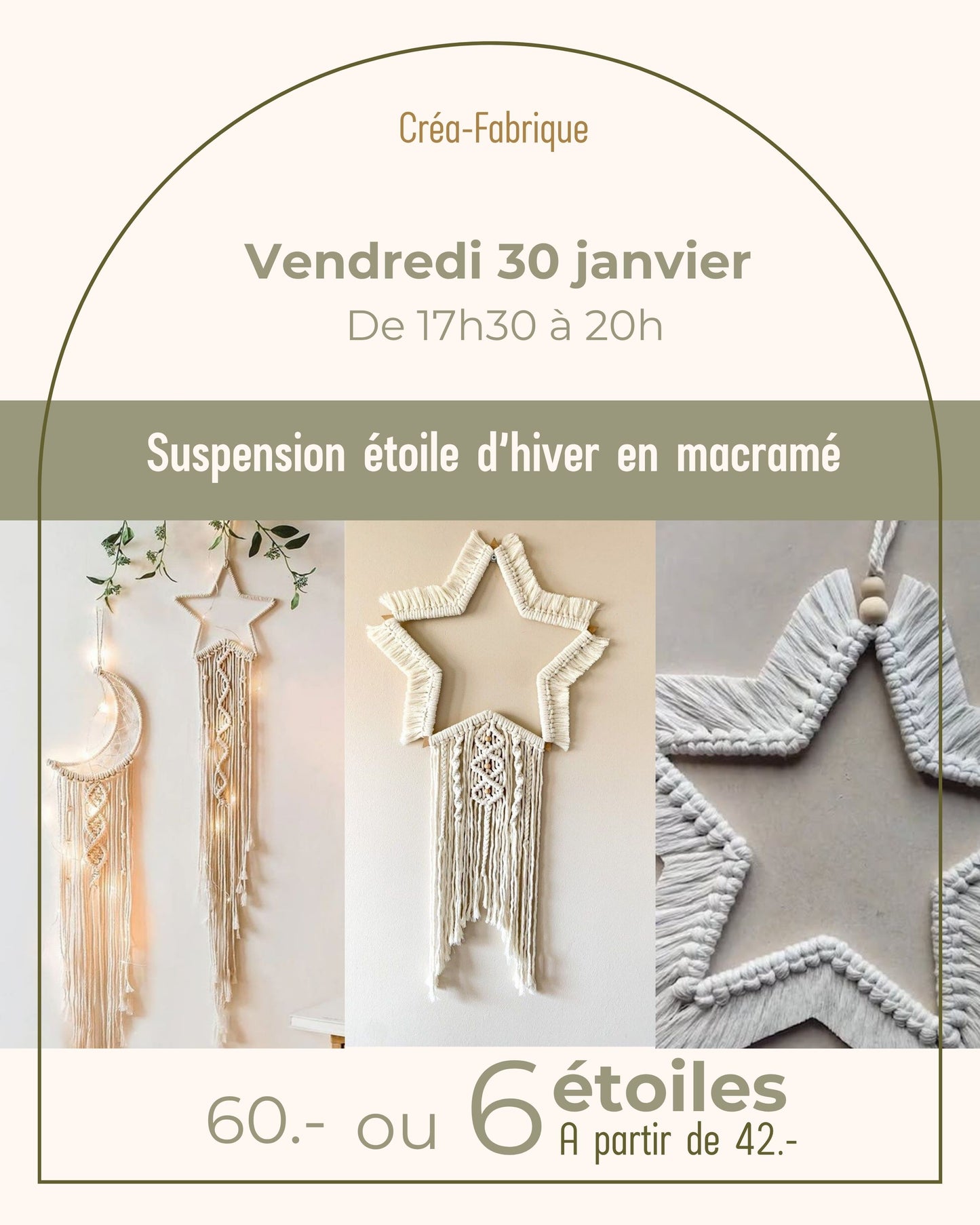 Suspension étoile d’hiver en macramé