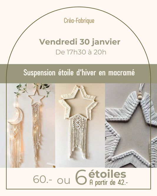 Suspension étoile d’hiver en macramé