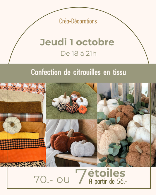 Confection de citrouilles en tissu - Jeudi 1 octobre De 18h à 21h