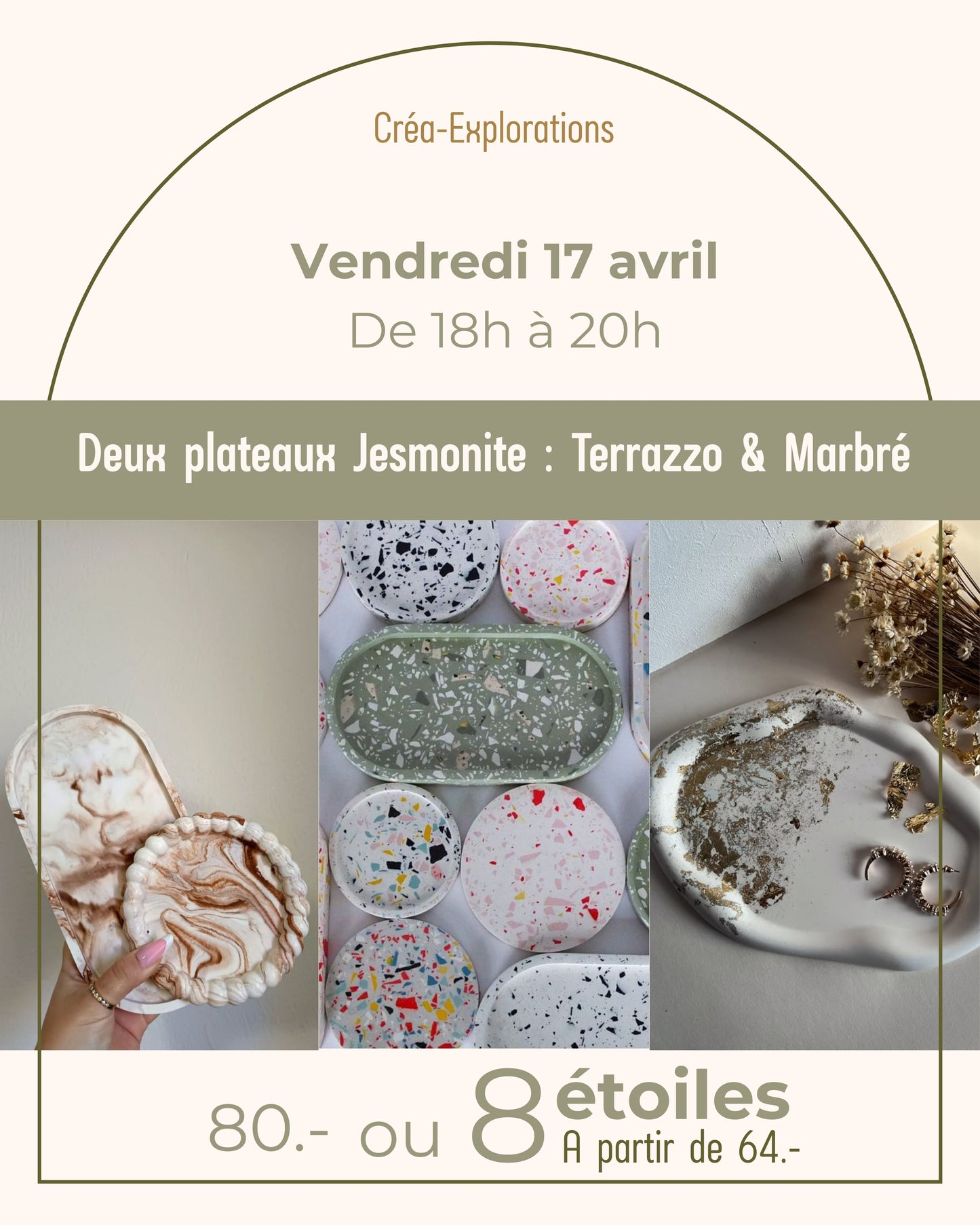 Deux plateaux Jesmonite : Terrazzo & Marbré - Vendredi 17 avril de 18h à 20h