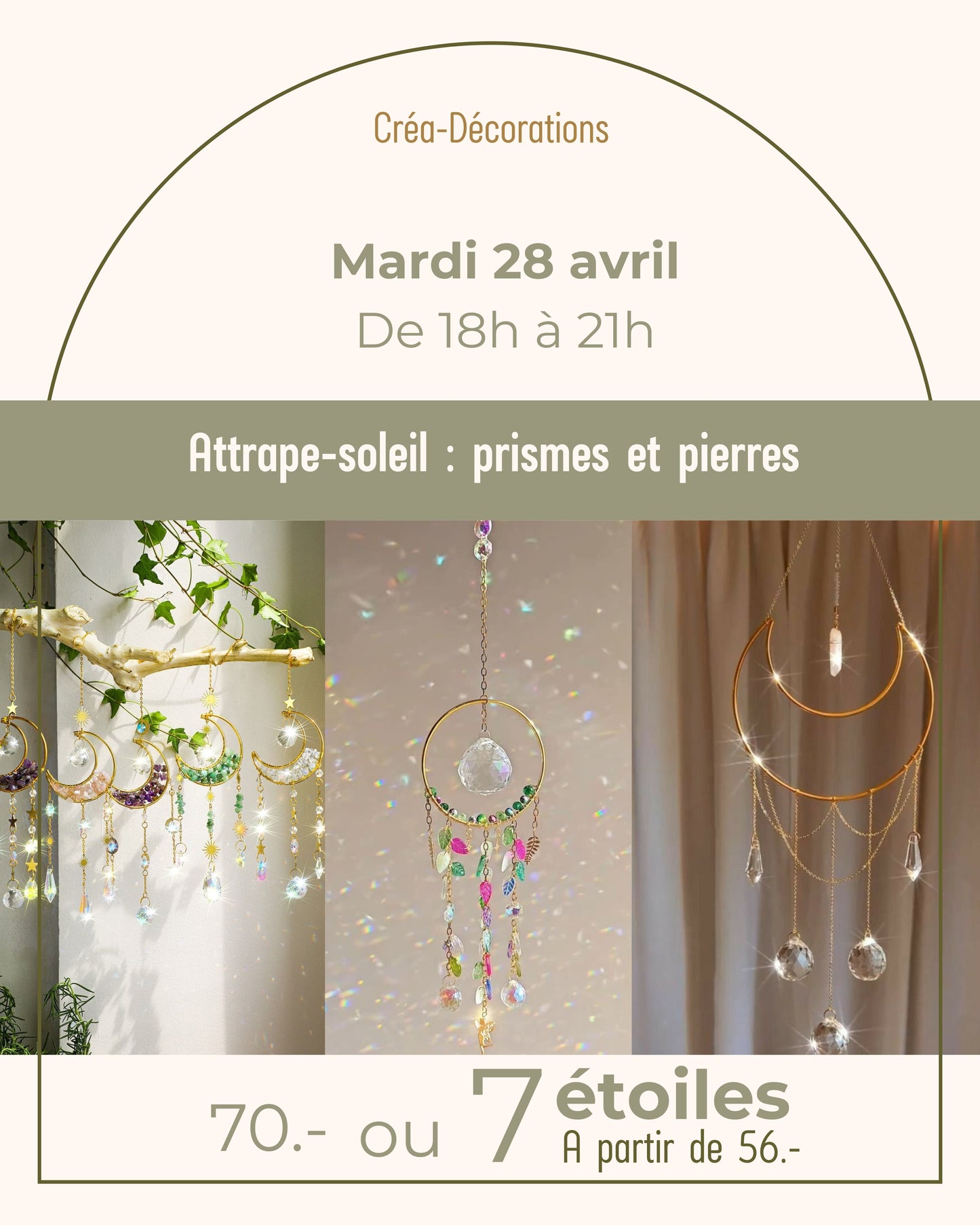 Attrape-soleil : prismes et pierres - Mardi 28 avril de 18h à 21h