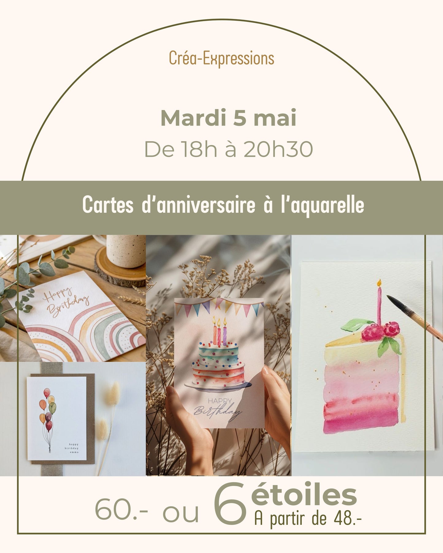 Cartes d’anniversaire à l’aquarelle - Mardi 5 mai de 18h à 20h30