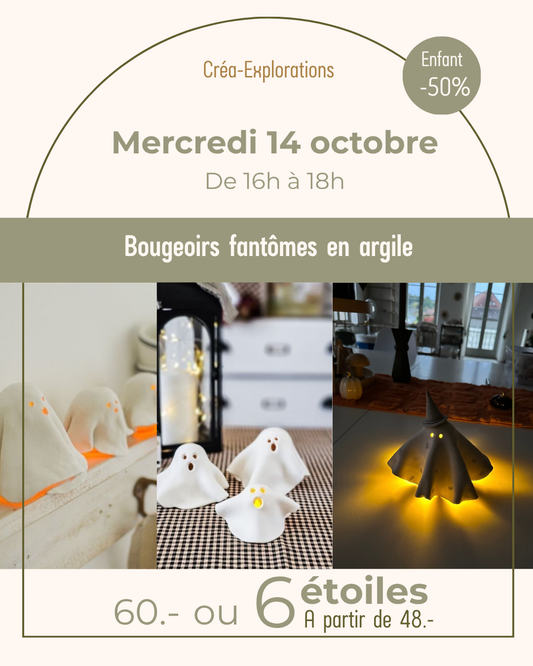 Bougeoirs fantômes en argile - Mercredi 14 octobre De 16h à 18h