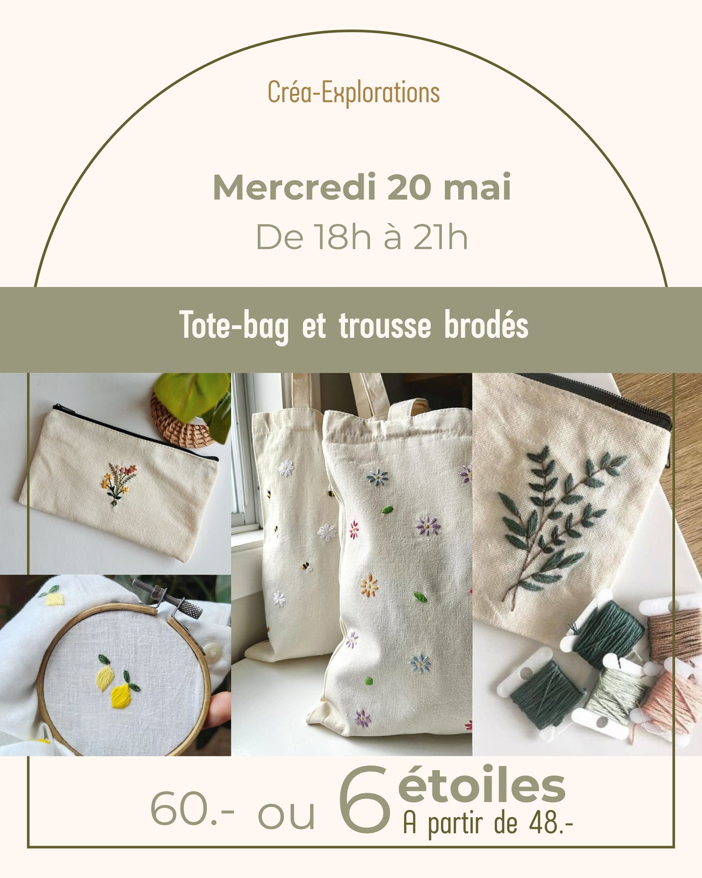 Tote-bag et trousse brodés - Mercredi 20 mai de 18h à 21h