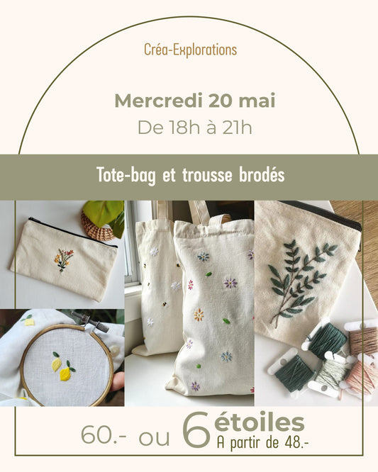 Tote-bag et trousse brodés - Mercredi 20 mai de 18h à 21h