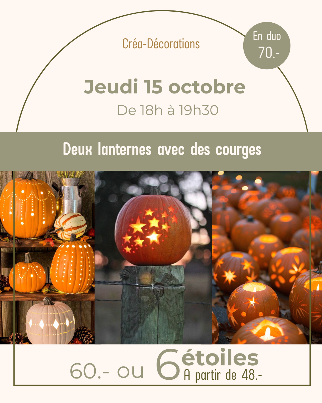 Deux lanternes en courges - Jeudi 15 octobre De 18h à 19h30