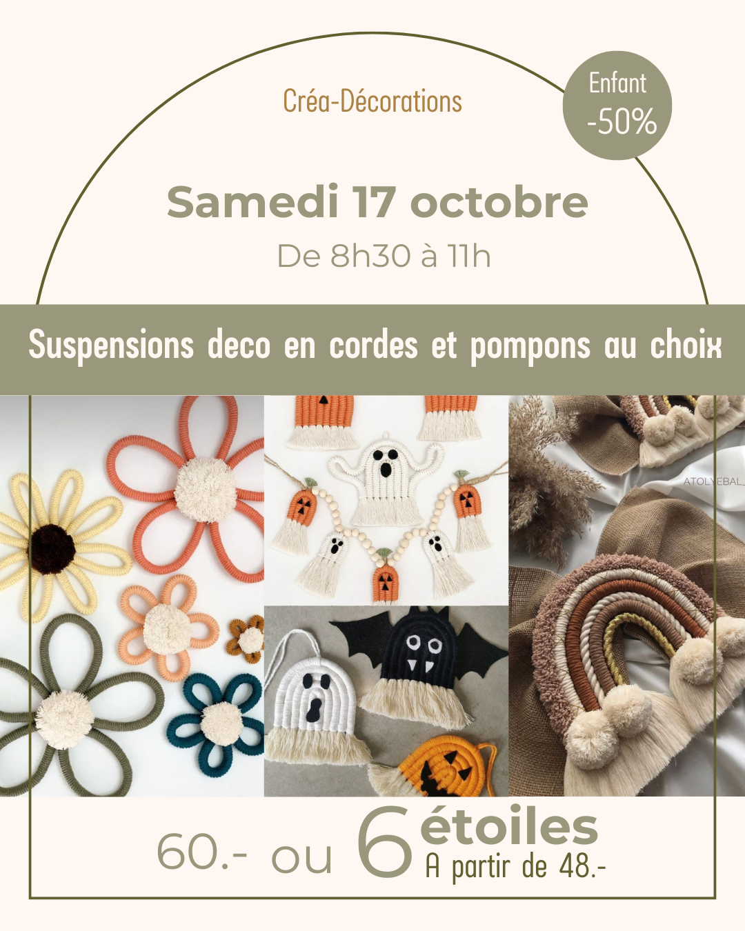 Suspensions déco en cordes et pompons - Samedi 17 octobre De 8h30 à 11h
