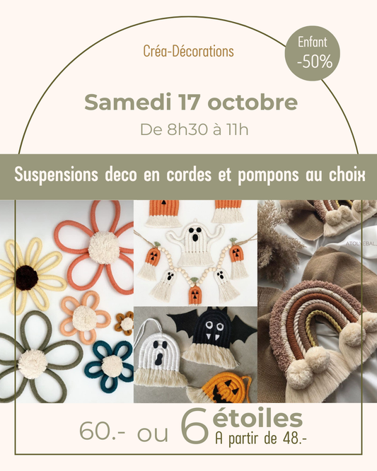 Suspensions déco en cordes et pompons - Samedi 17 octobre De 8h30 à 11h