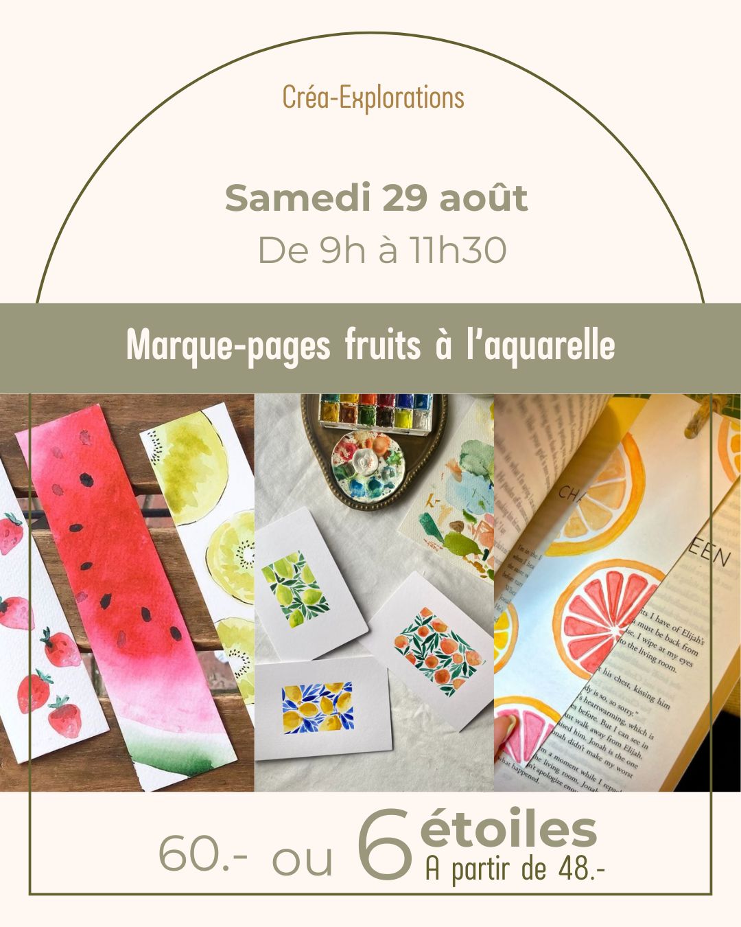 Marque-pages fruits à l’aquarelle - Samedi 29 août  De 9h à 11h30