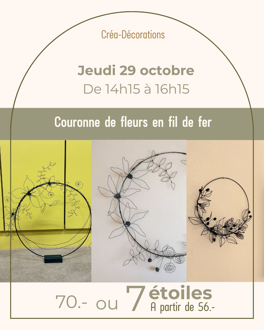 Couronne de fleurs en fil de fer - Jeudi 29 octobre De 14h15 à 16h15