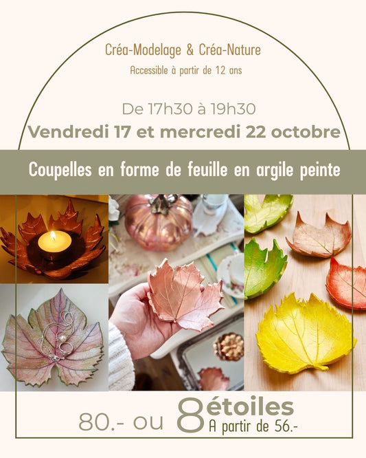 Coupelles en forme de feuille en argile peinte
