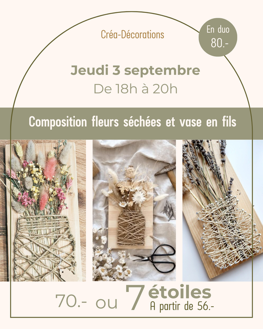 Composition en fleurs séchées et vase en fils - Jeudi 3 septembre De 18h à 20h