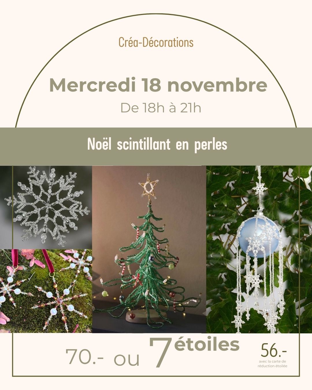 Noël scintillant en perles - Mercredi 18 novembre De 18h à 21h