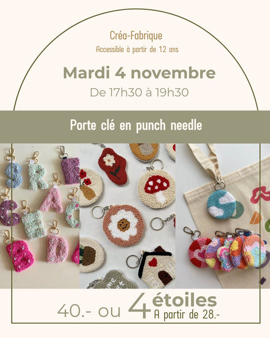 Porte clé en punch needle
