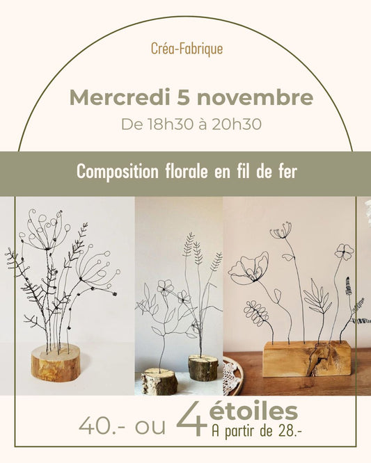 Composition florale en fil de fer