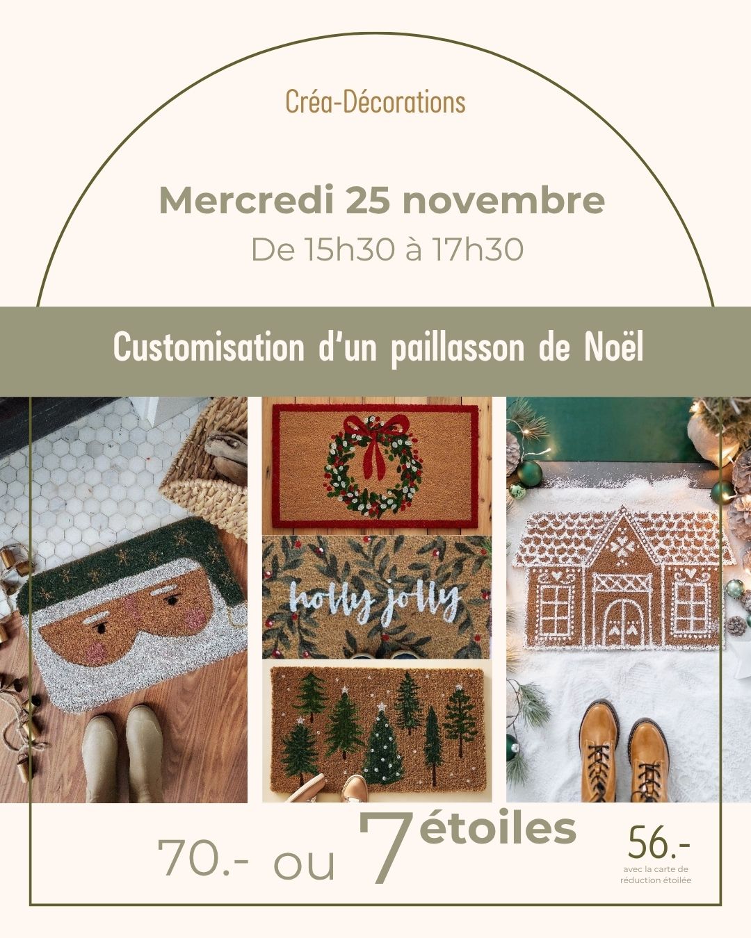 Customisation d’un paillasson de Noël - Mercredi 25 novembre  De 15h30 à 17h30