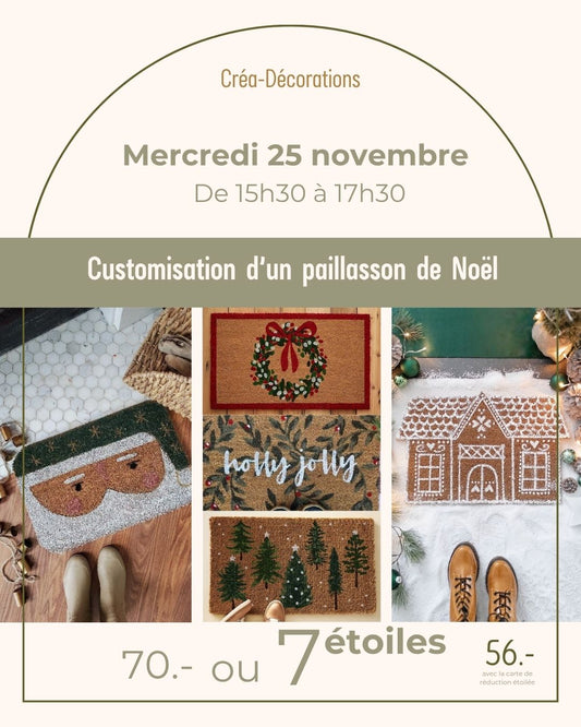 Customisation d’un paillasson de Noël - Mercredi 25 novembre  De 15h30 à 17h30