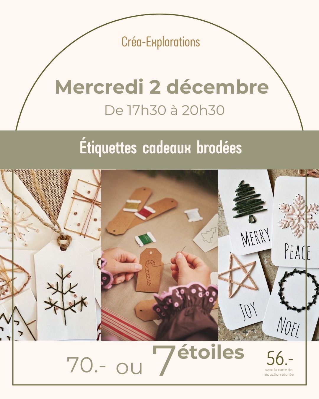 Étiquettes cadeaux brodées - Mercredi 2 décembre De 17h30 à 20h30