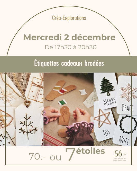 Étiquettes cadeaux brodées - Mercredi 2 décembre De 17h30 à 20h30