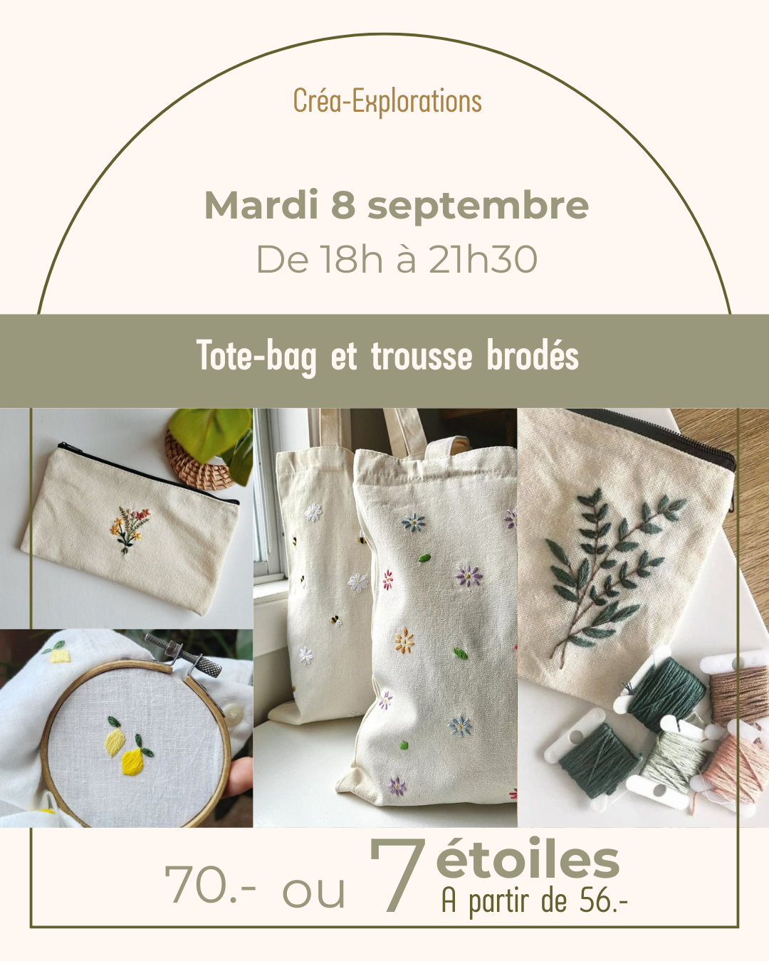 Tote-bag et trousse brodés - Mardi 8 septembre De 18h à 21h30