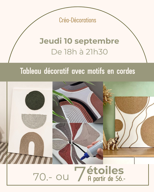 Tableau décoratif en cordes - Jeudi 10 septembre De 18h à 21h30