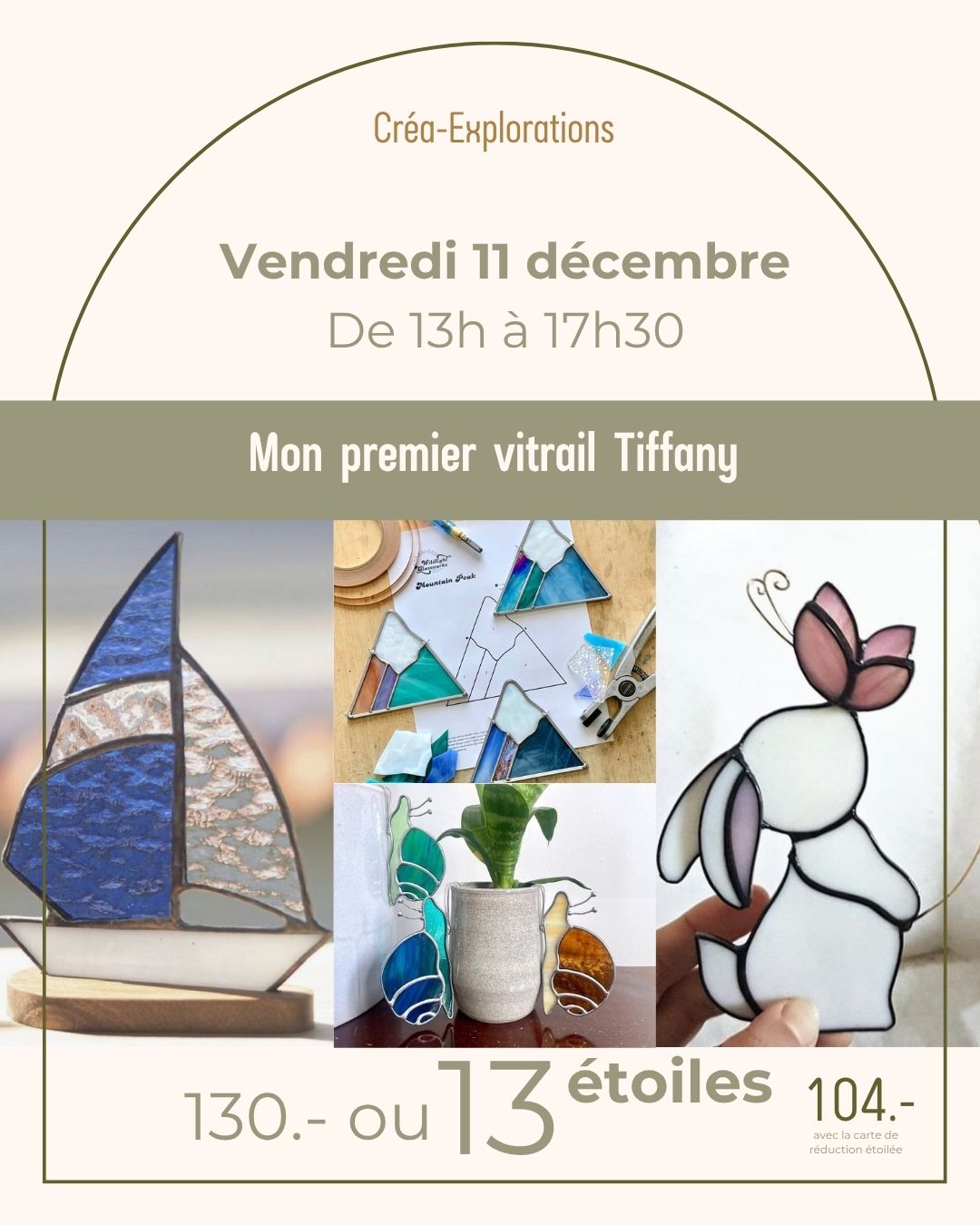 Mon premier vitrail Tiffany  - Vendredi 11 décembre De 13h à 17h30