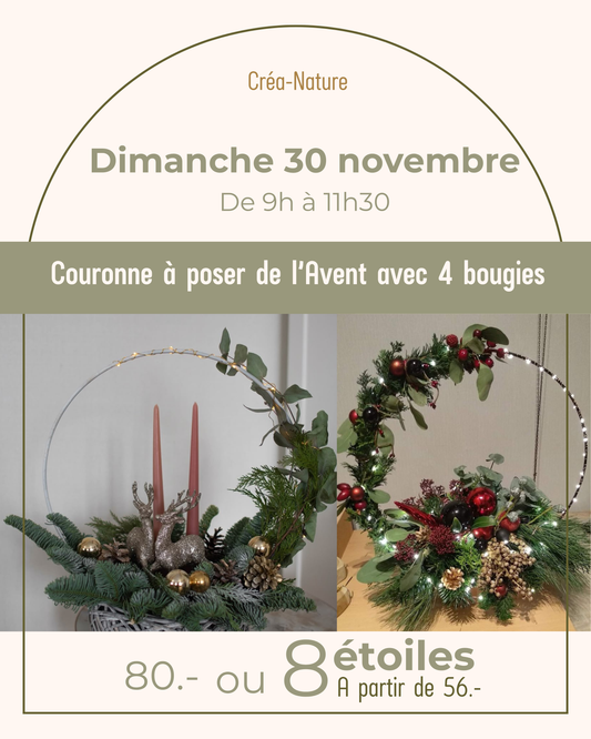 Couronne à poser de l’Avent avec 4 bougies