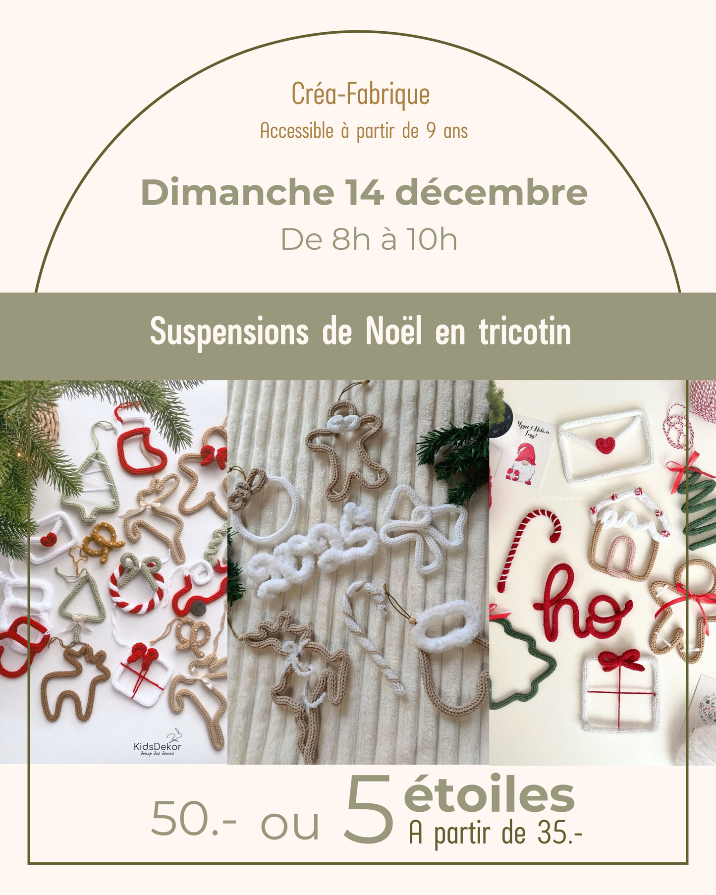 Suspensions de Noël en tricotin