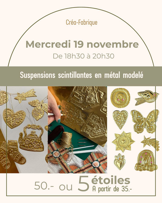 Suspensions scintillantes en métal modelé