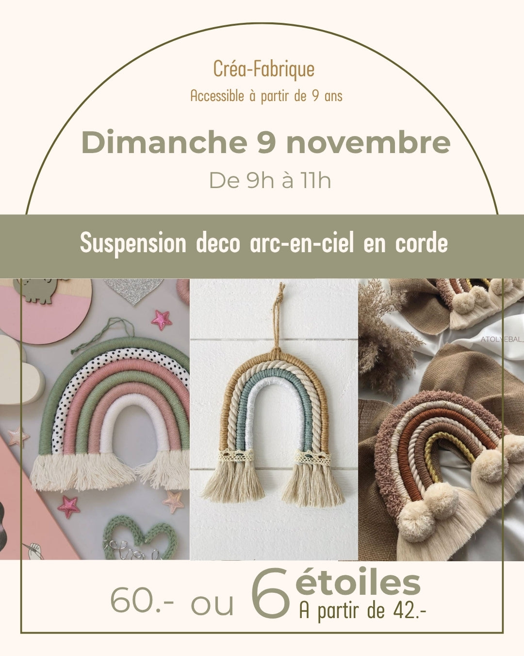 Suspension déco arc-en-ciel en corde