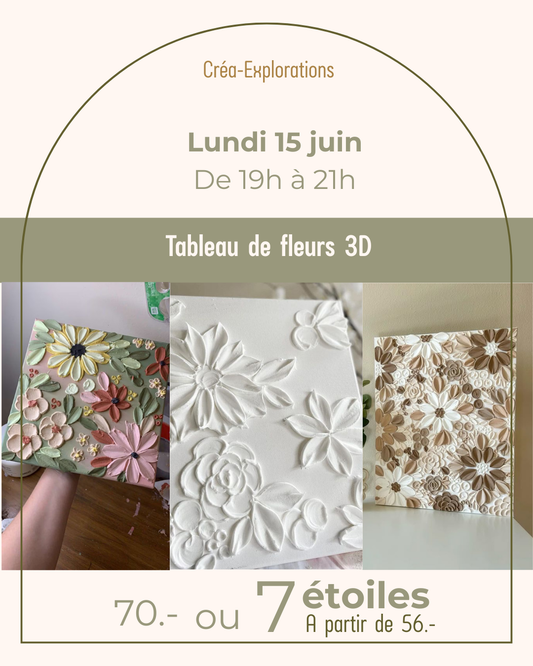 Tableau de fleurs 3D - Lundi 15 juin De 19h à 21h