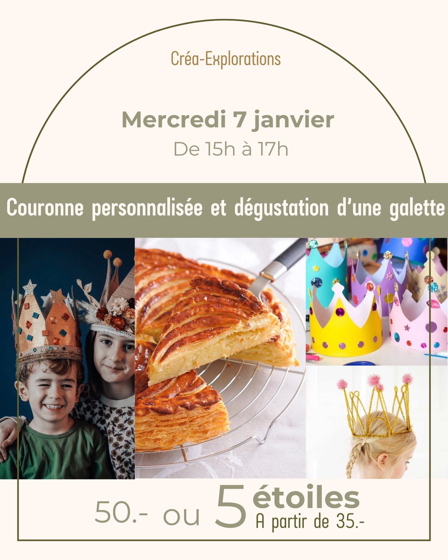 Couronne personnalisée et dégustation d'une galette - Mercredi 7 janvier de 15h à 17h