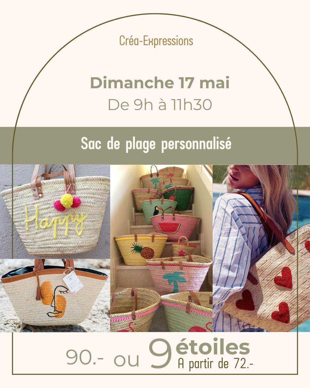 Sac de plage personnalisé - Dimanche 17 mai de 9h à 11h30