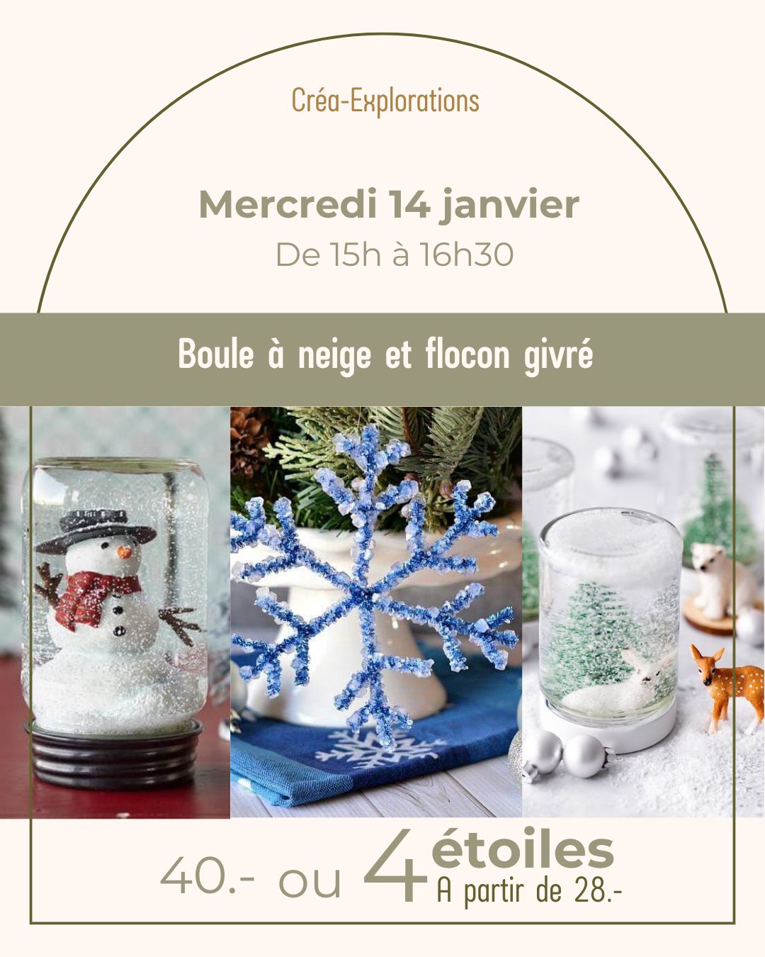 Boule à neige et flocon givré - Mercredi 14 janvier de 15h à 16h30