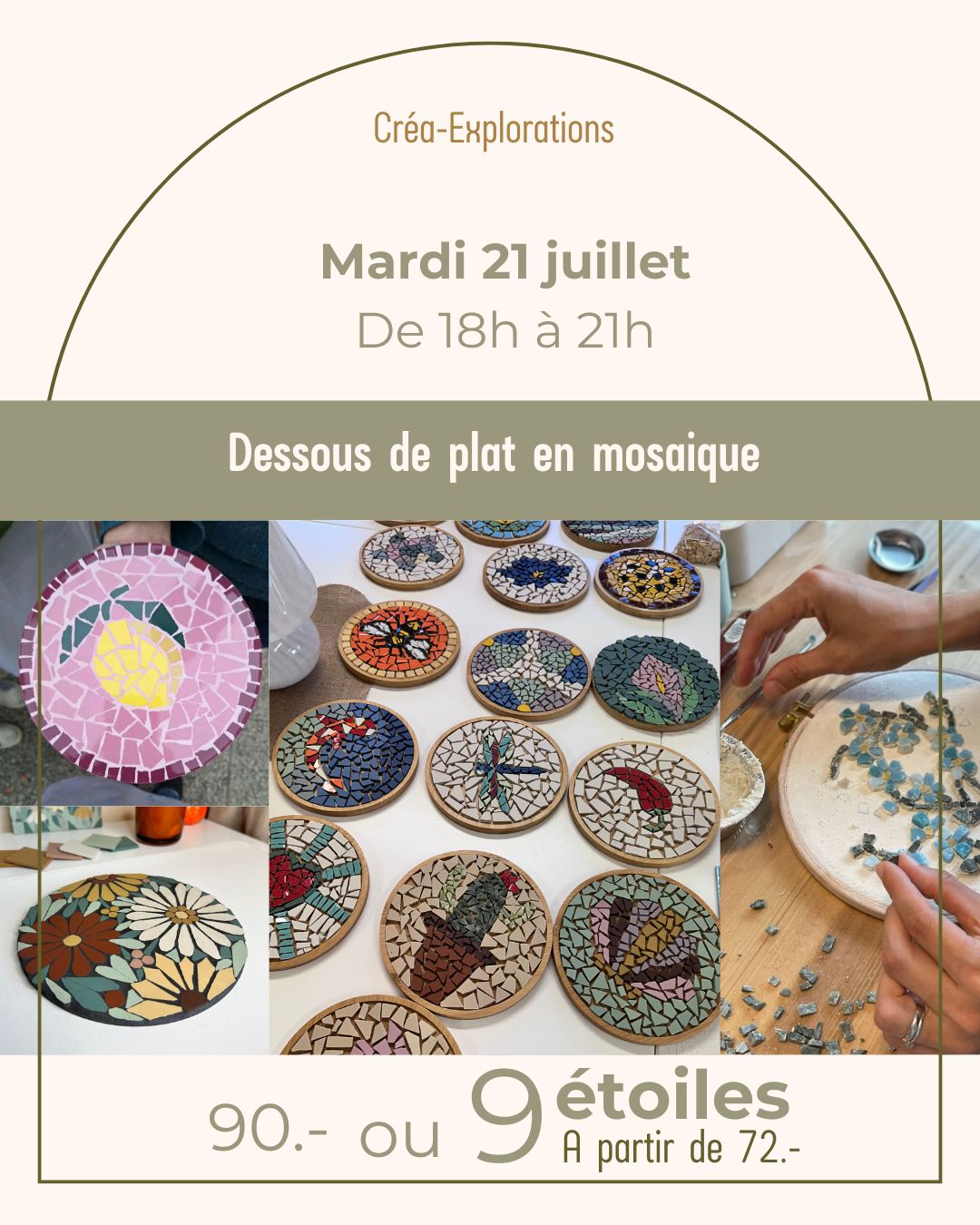Dessous de plat en mosaïque - Mardi 21 juillet De 18h à 21h