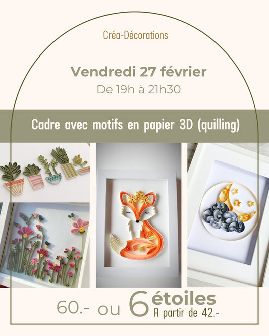 Cadre avec motifs en papier 3D (quilling) - Vendredi 27 févrierde 19h à 21h30