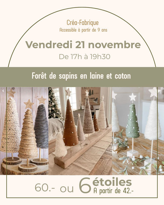 Forêt de sapins en laine et coton