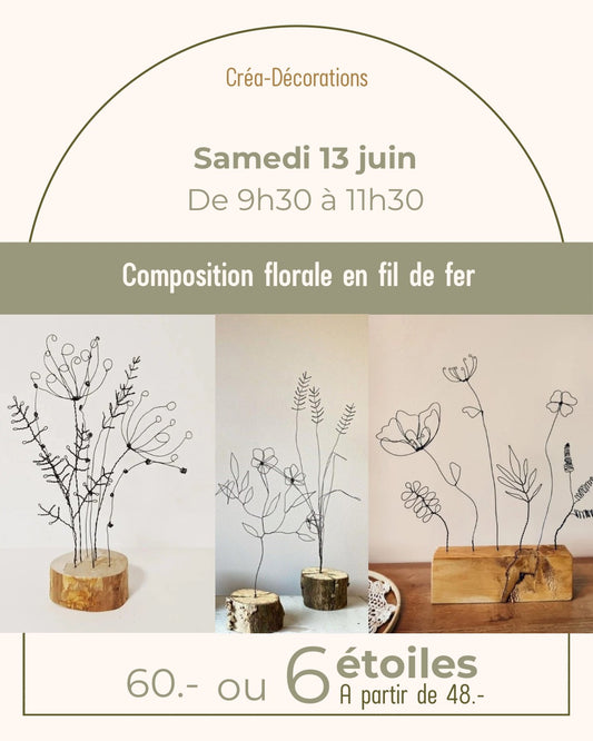Composition florale en fil de fer - Samedi 13 juin de 9h30 à 11h30