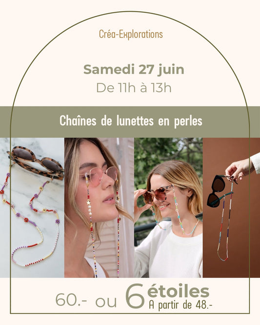 Chaînes de lunettes en perles - Samedi 27 juin De 11h à 13h