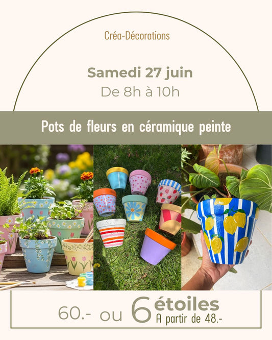 Pots de fleurs en céramique peinte - Samedi 27 juin de 8h à 10h