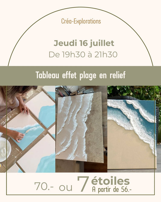 Tableau effet plage en relief - Jeudi 16 juillet De 19h30 à 21h30